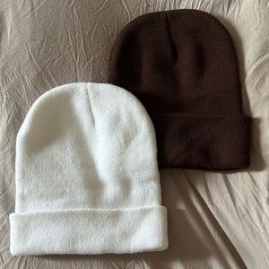 White and Brown Beanie Hat New!